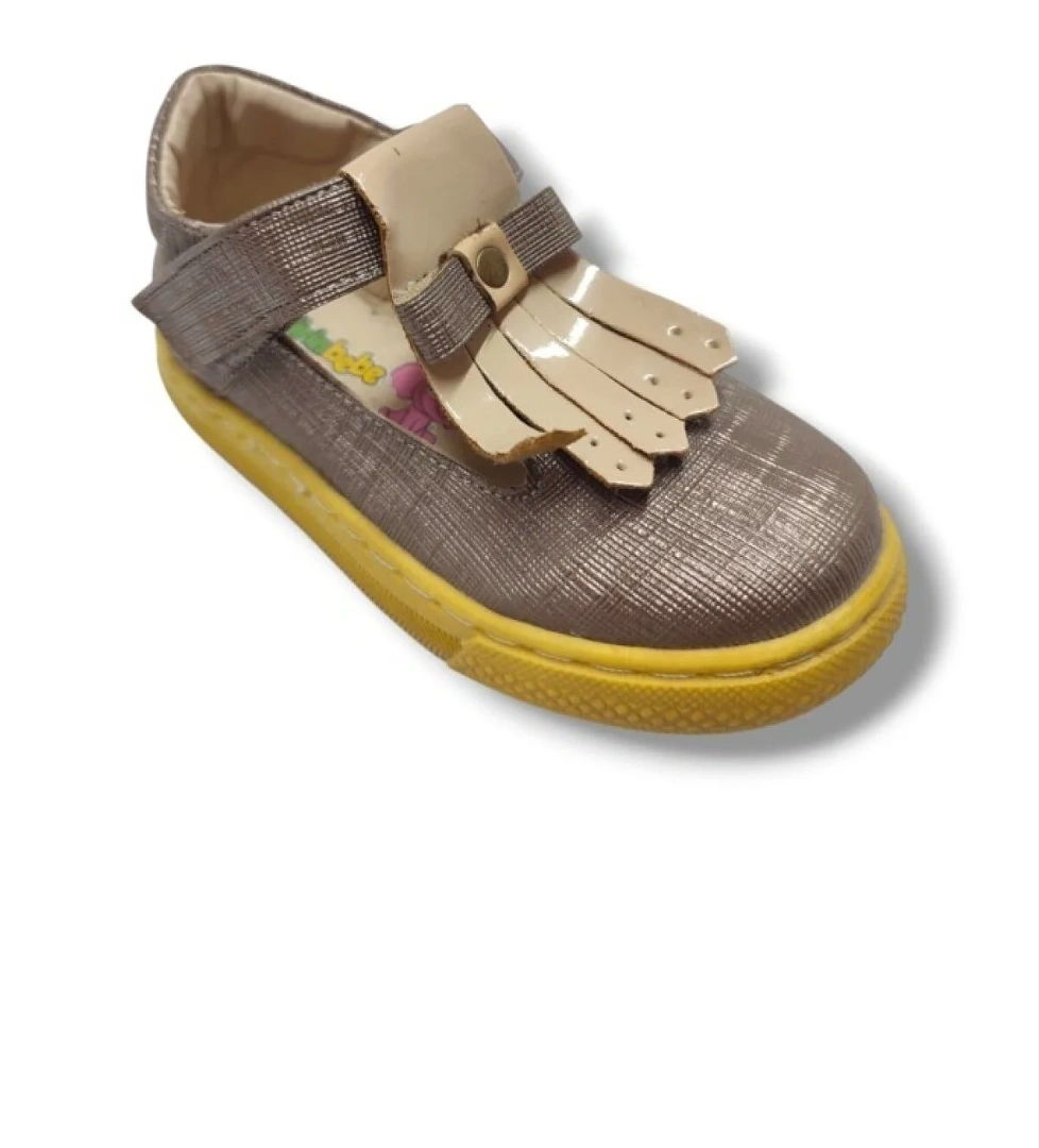 Şirinbebe 1742-20 Püsküllü Cırt Bant Kız Çocuk Sandalet Gümüş Altın 21-25