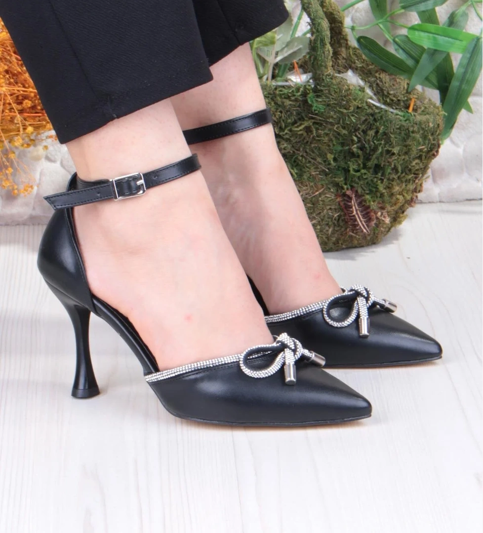 Fort 35695 Cilt Fiyonklu Biye Taşlı Topuklu Abiye Ayakkabı Kadın Ayakkabı model görseli