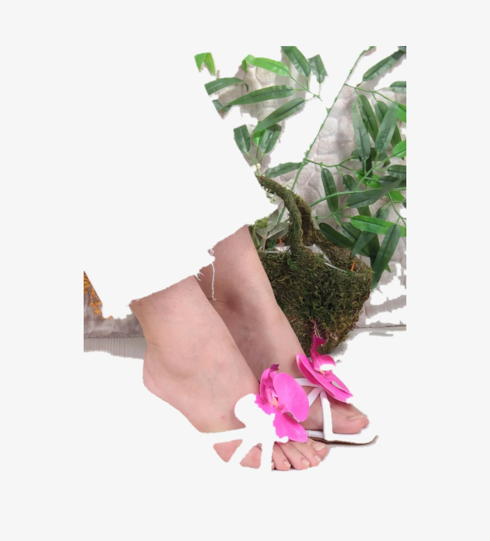 5131 Ares Orkide Fiyank Detaylı İnçe Topuklu Kadın Terlik