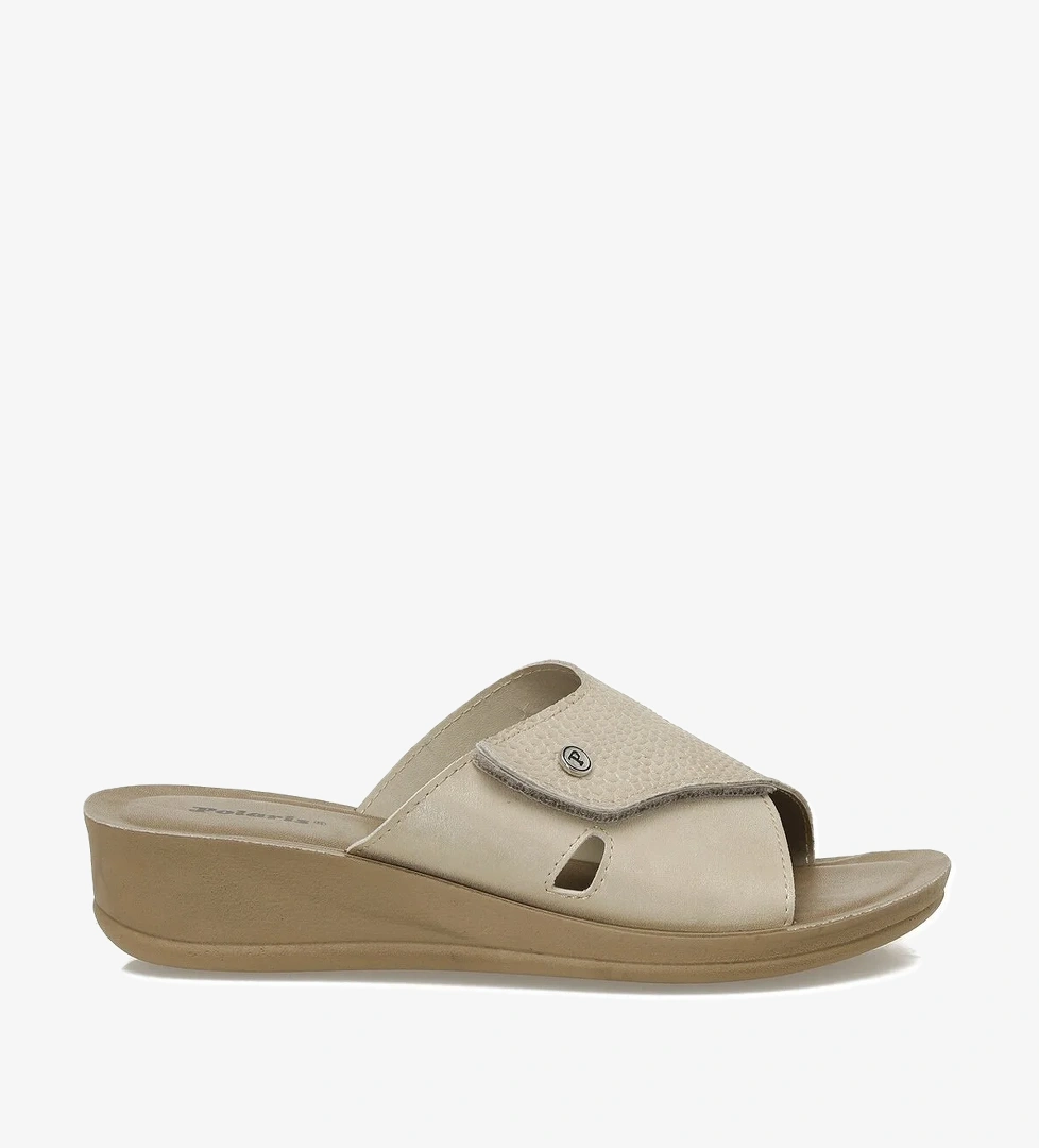 609008.Z5PR Bej Kadın Dolgu Topuk Terlik - Görsel 1