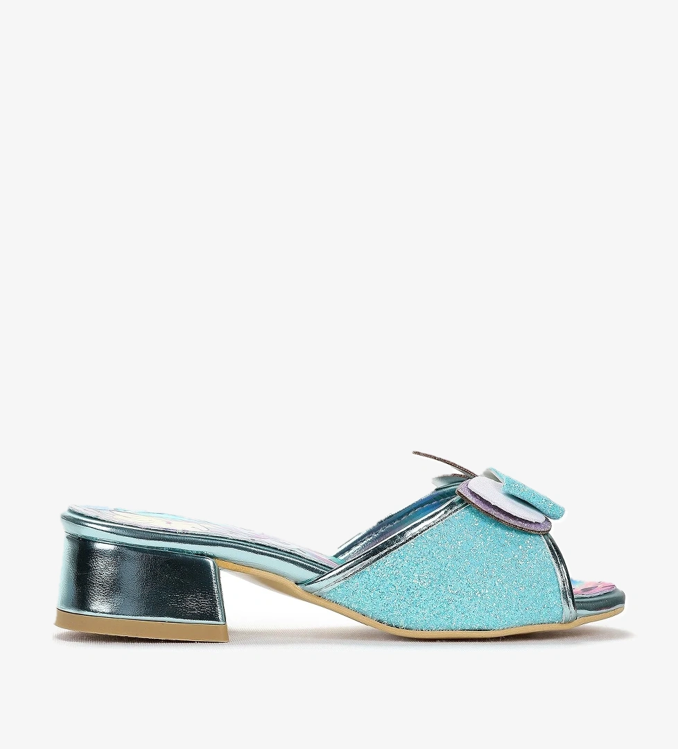 Unicorn Kız Çocuk Topuklu Simli Abiye Terlik Su Yeşili