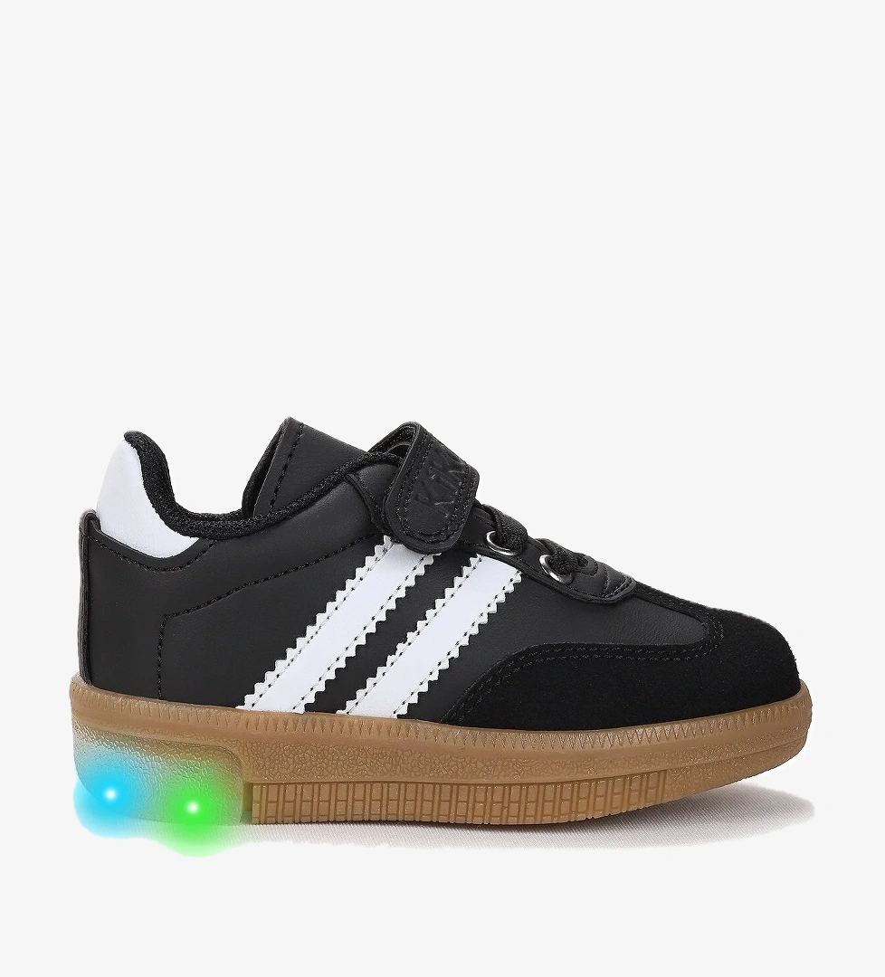 Renis Günlük Cırtlı Işıklı Erkek Bebek Spor Ayakkabı Siyah - Beyaz