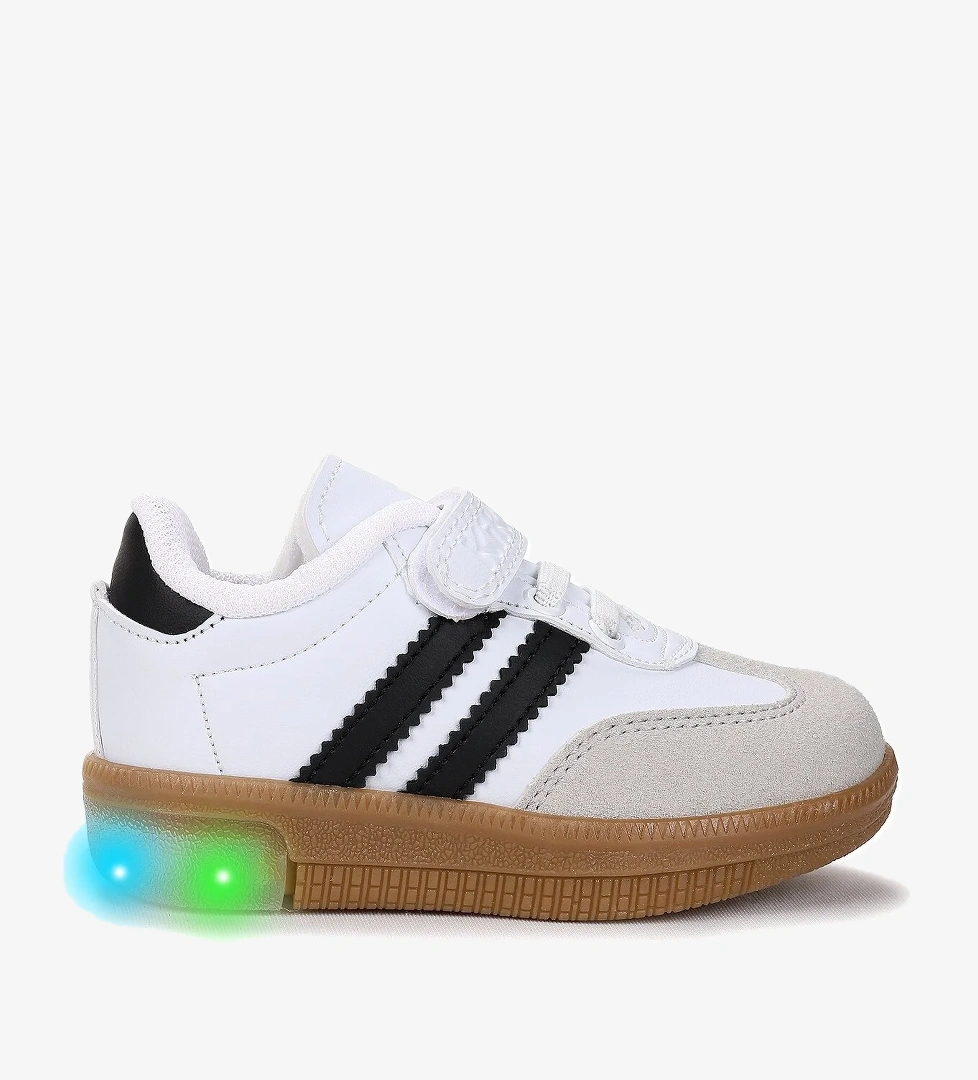 Renis Günlük Cırtlı Işıklı Erkek Bebek Spor Ayakkabı Beyaz - Siyah