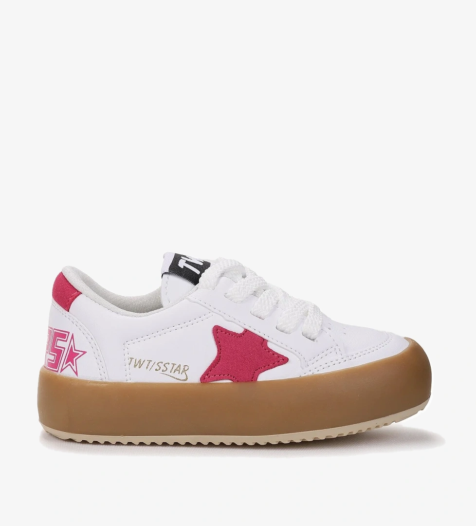 Rida Günlük Bağcıklı Kız Çocuk Spor Ayakkabı Beyaz - Fuşya