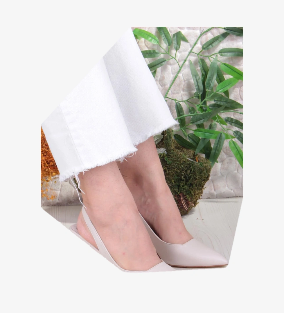 35809 Ceyn Cilt Önü Kapalı Arkası Açık Topuklu Kadın Ayakkabı