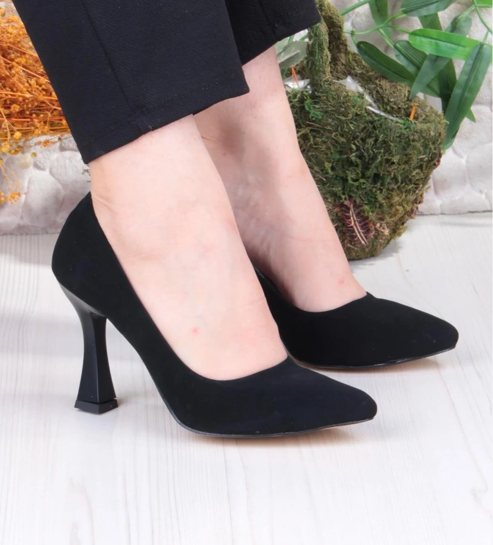 Fort 35707 Düz Sade Nubuk Rahat Şık Stiletto Yüksek Topuklu Kadın Ayakkabı model görseli