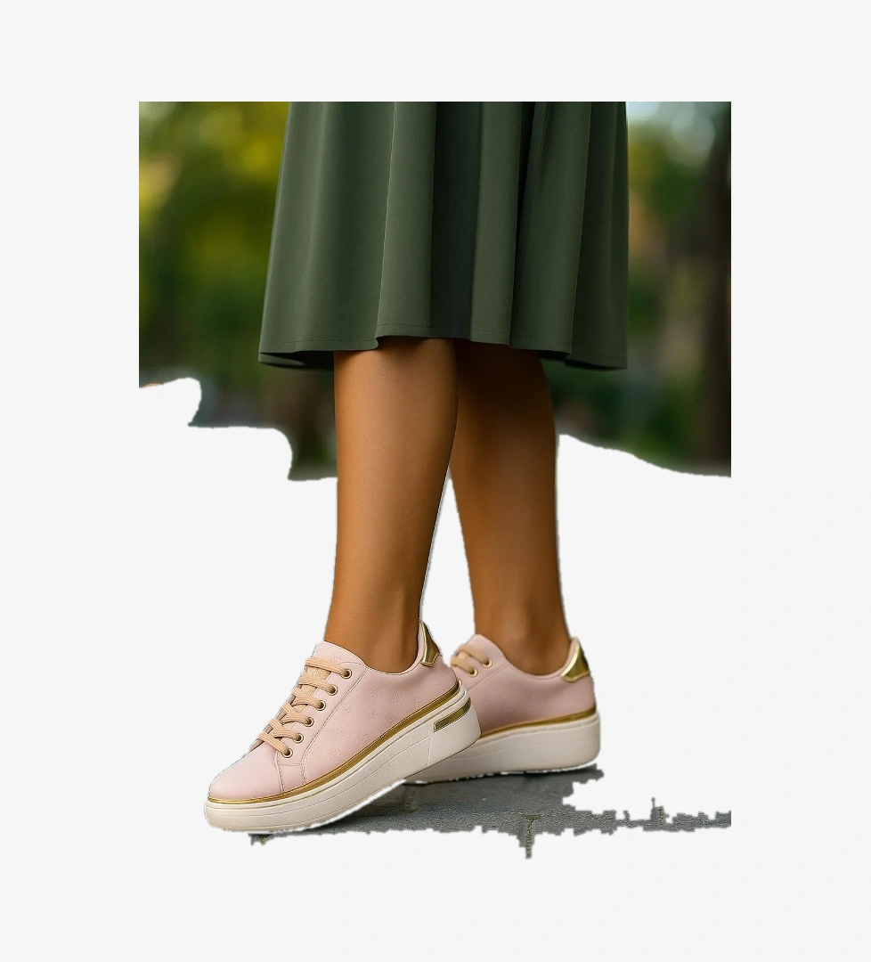 Kadın İnce Şerit Detaylı Kalın Taban Spor Ayakkabı