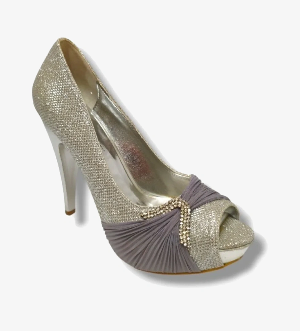 3094-20 Sim Deri Taş Tokalı Yüksek Topuk Kadın Topuklu - Görsel 1