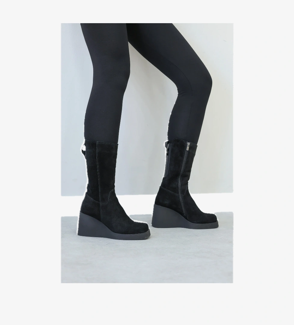 Hakiki Deri Kadın Dolgu Topuk Çizme 124SZA2501