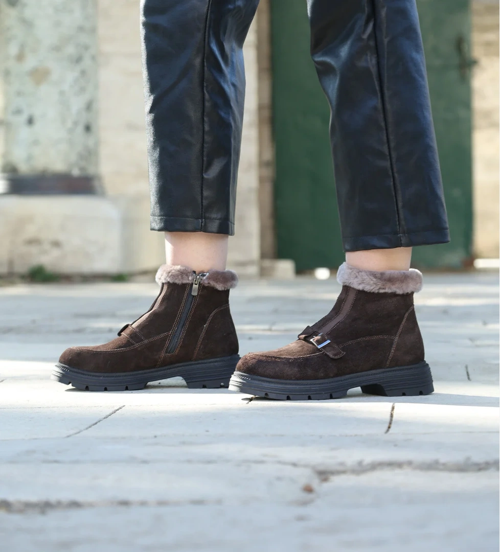 Hakiki Deri Kürklü Kadın Klasik Bot 217KZA789-34