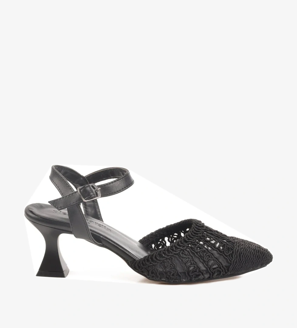 Pierre Cardin Siyah Krem Triko Topuklu Kadın Abiye Ayakkabı Pc-54660 Z model görseli