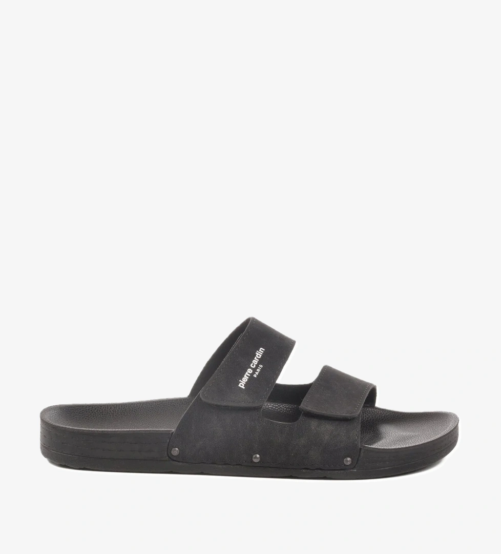 Siyah Cırtlı Büyük Numara Erkek Terlik PC-7039 M