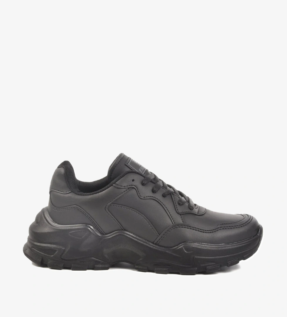 Siyah Cilt Bağcıklı Kadın Spor Ayakkabı 159 G