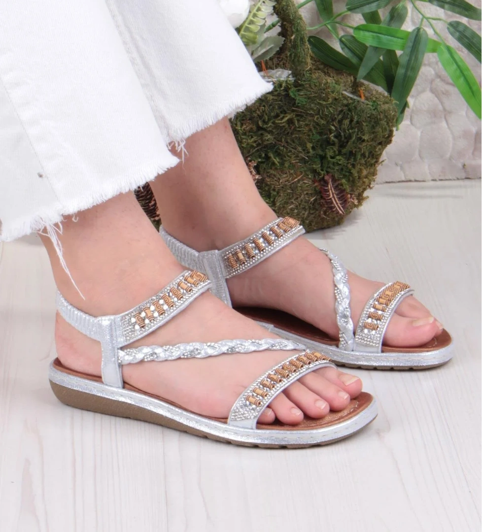 Guja 24Y152-18 Anatomik Rahat Kaymaz Taban Taşlı Kadın Sandalet - Görsel 1