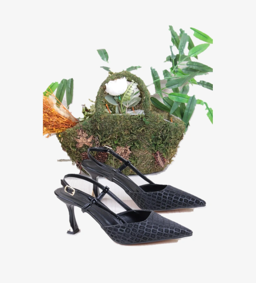 Fort 3580 Ceyn Saten Leopar Simli Arkası Açık Topuklu Kadın Ayakkabı model görseli