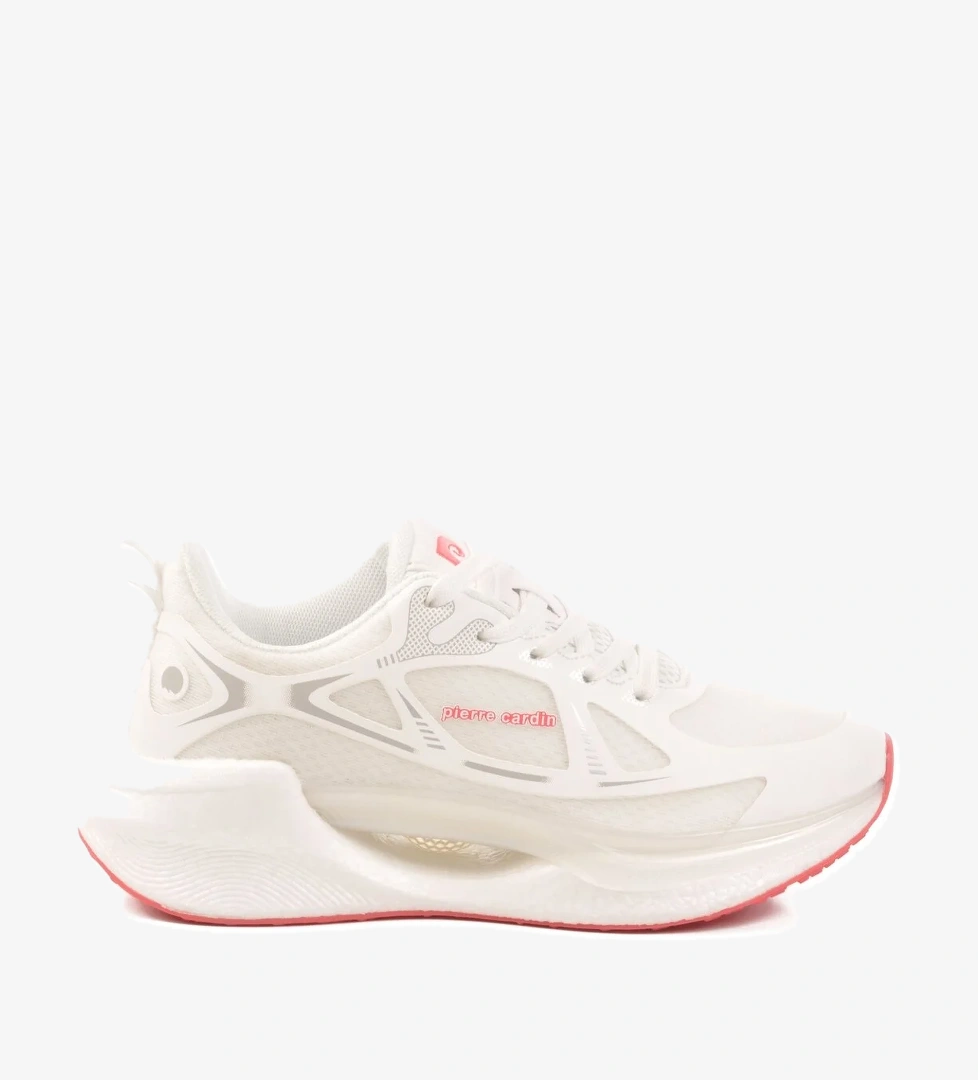 Beyaz Fileli Bağcıklı Kadın Spor Ayakkabı - Görsel 1