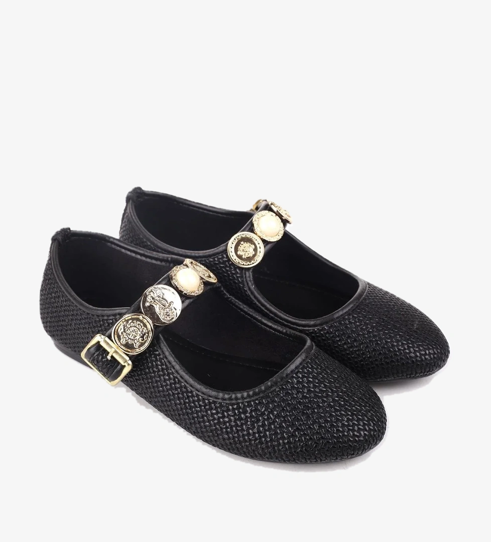 Papuç Sepeti 4709 Rahat Taban Broş Detaylı Kadın Babet Ayakkabı model görseli