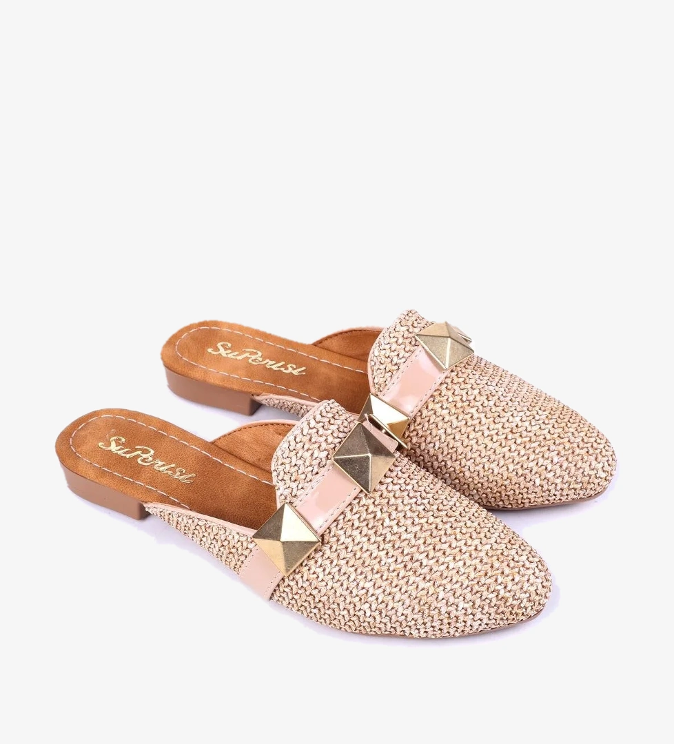 1860 Hasır Örme Desenli Günlük Kadın Terlik