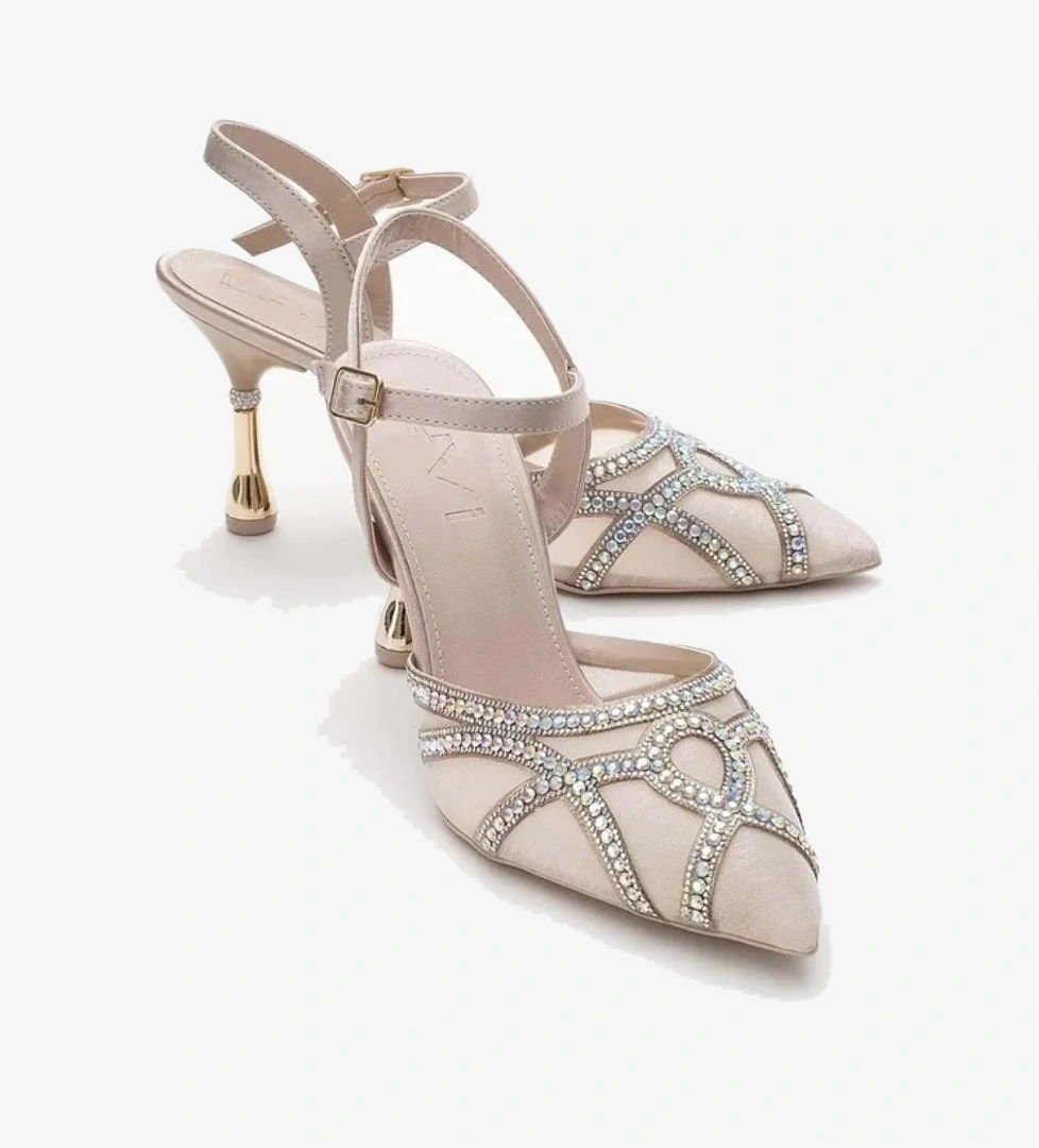 5006-1 Kadın 9,5 Cm Topuk Arkası Açık Fantezi Ayakkabı