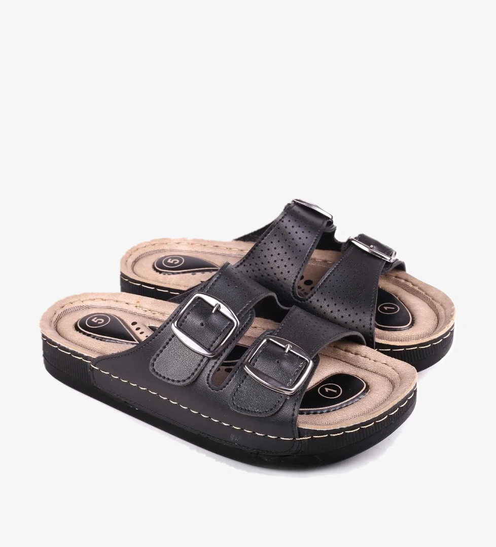 4872 Hera Kadın Çift Tokalı Rahat Taban Günlük Terlik - Görsel 1