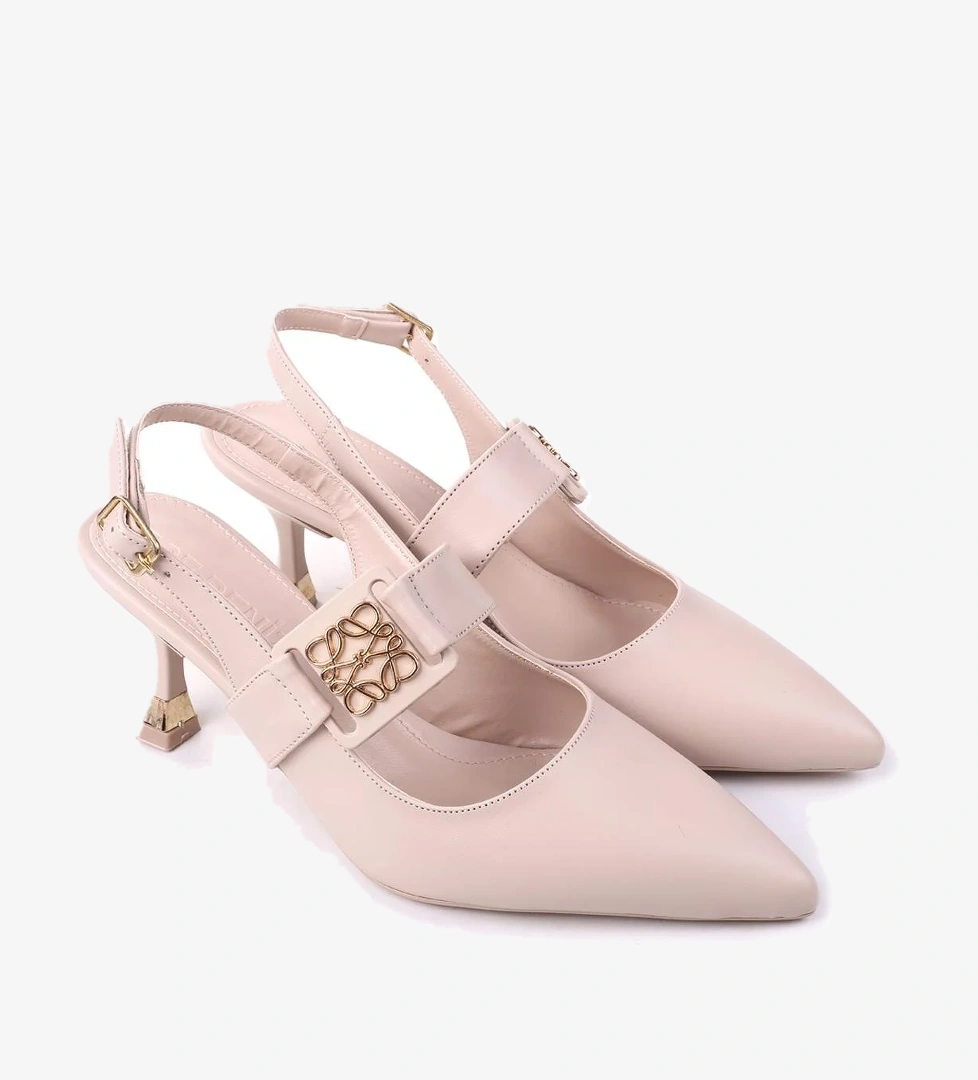 Papuç Sepeti 4005 Kadın 7,5 Cm Topuklu Arkası Açık Stiletto Ayakkabı model görseli