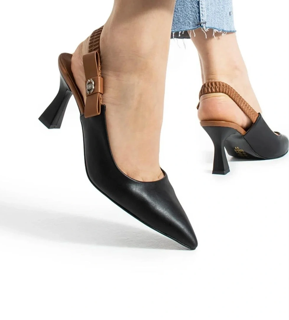 154 Kadın 8 Cm Topuklu Arkası Açık Stiletto Ayakkabı