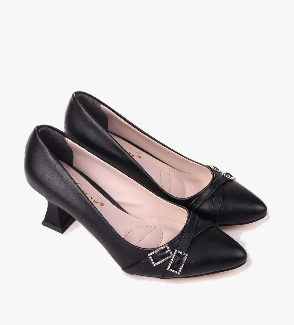 Papuç Sepeti 830 Kadın 6 cm Topuklu Taşlı &amp; Tokalı Klasik Ayakkabı model görseli