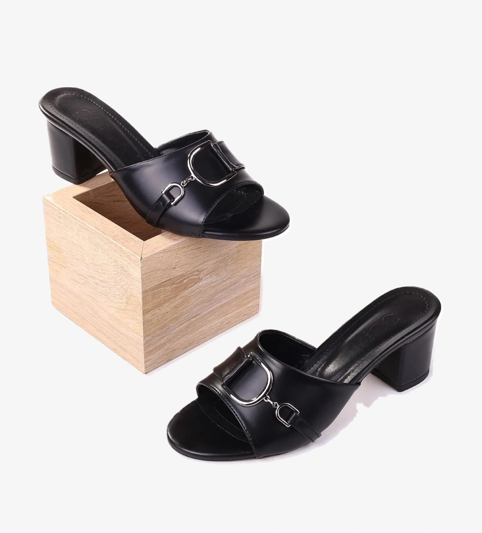 LL107 Kadın 6,5 Cm Kare Topuk Günlük Terlik