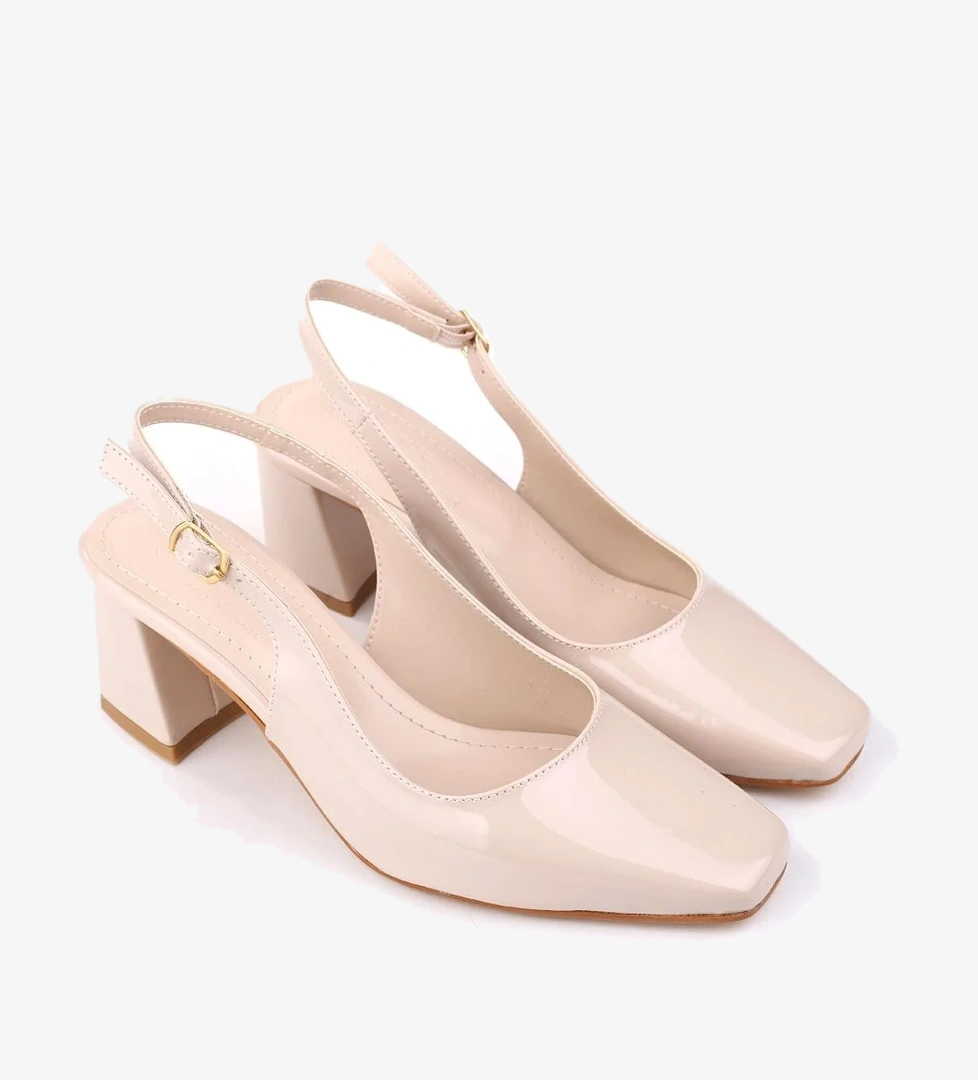 5510-1 Kadın 6 Cm Kare Topuklu Rahat Rugan Ayakkabı