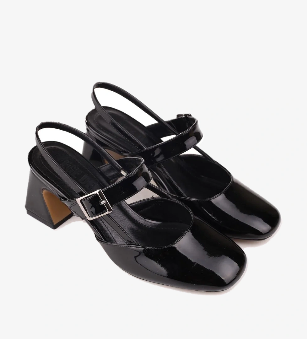 Papuç Sepeti 3004 Kadın 6 Cm Topuklu Rugan Ayakkabı model görseli