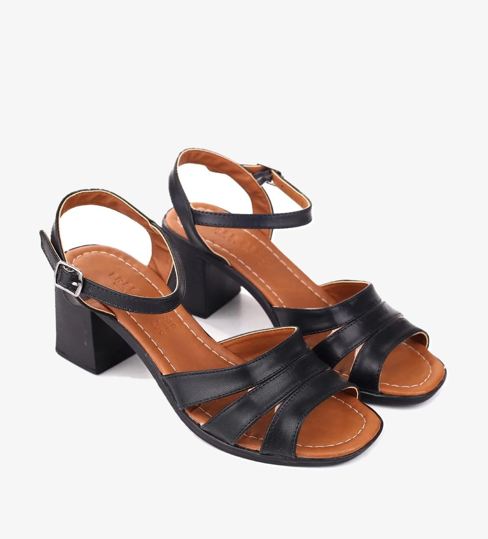 Papuç Sepeti 1721 Kadın 7 Cm Kare Topuklu Rahat Yazlık Ayakkabı model görseli