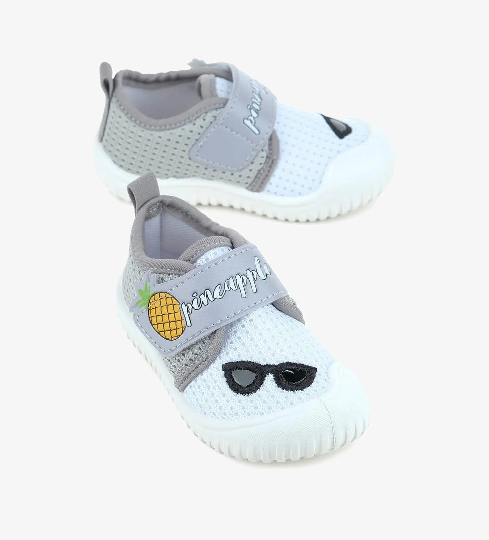 03270 Yazlık Erkek Bebek Günlük Cırtlı Keten Ayakkabı