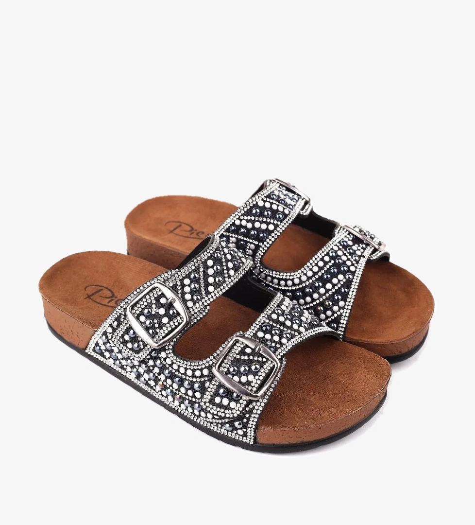 Pienn 20054 Kadın Anatomik Taban Tokalı - Taş Detaylı Günlük Terlik model görseli