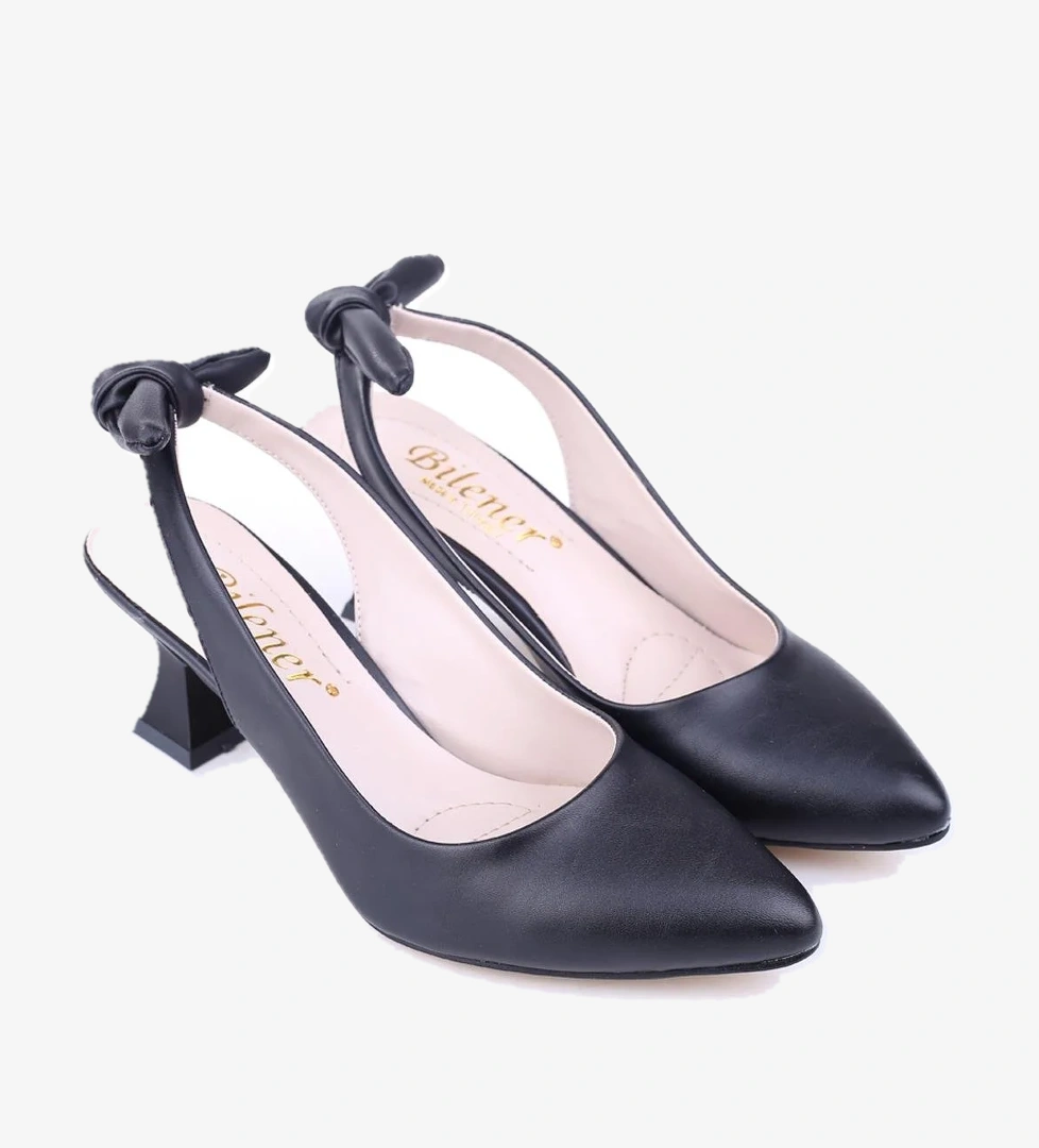 810 Kadın 6 cm Topuklu Arkası Açık Fiyonklu Ayakkabı