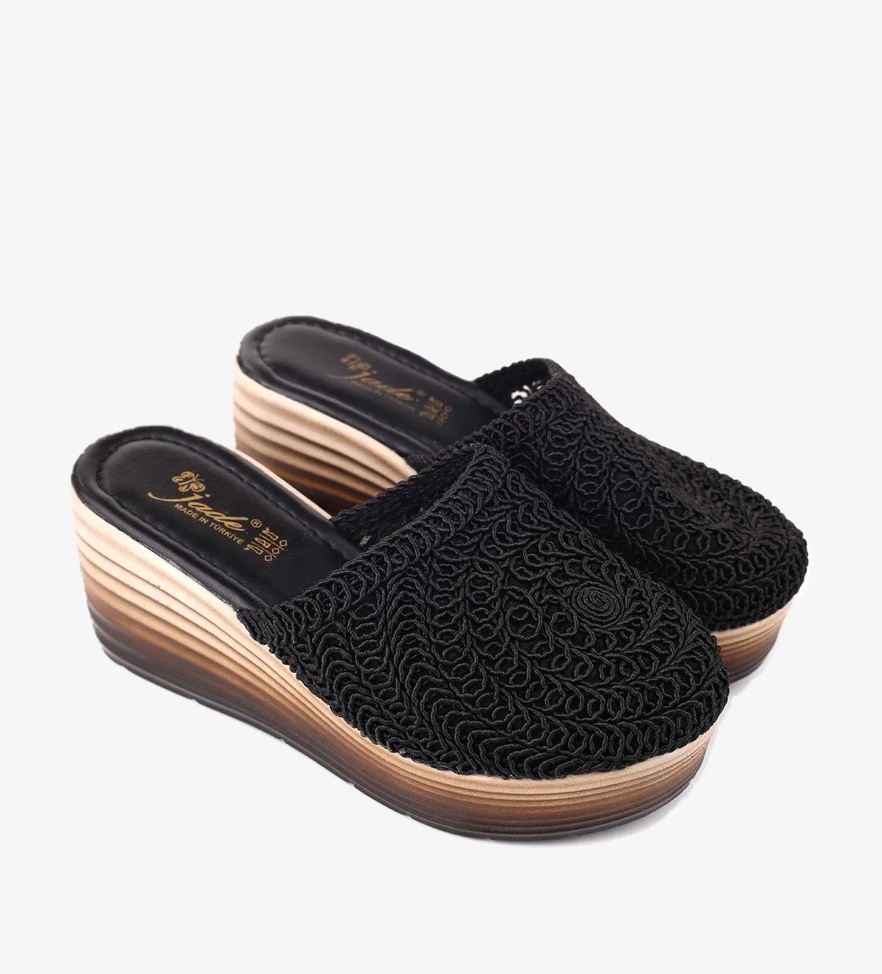 Jade 4740 Kadın 8 Cm Dolgu Topuklu Hasır Örme Terlik