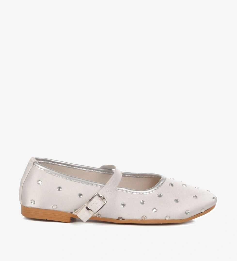 Aspor Gümüş Taşlı Tekstil Kadın Babet