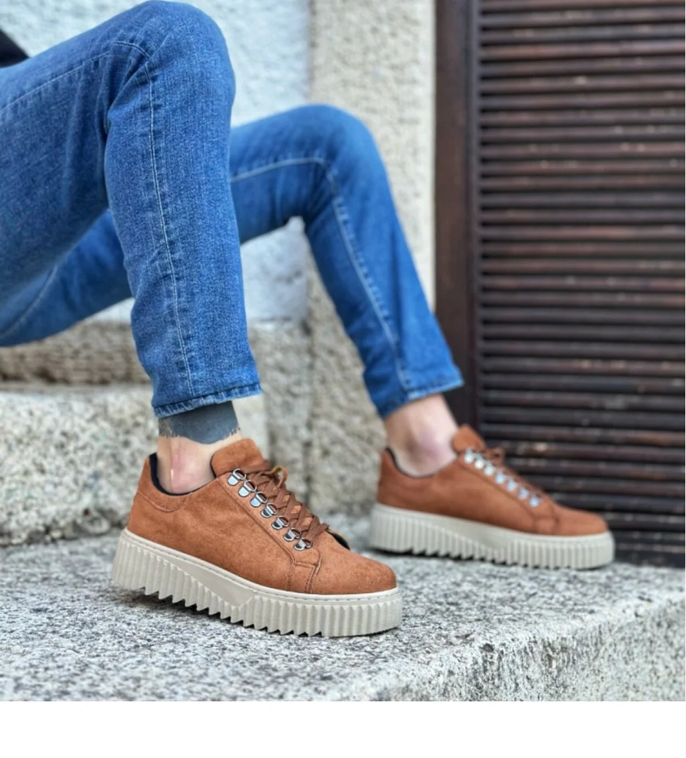 Pabucmarketi Bağcıklı Erkek Günlük Ayakkabı TABA model görseli