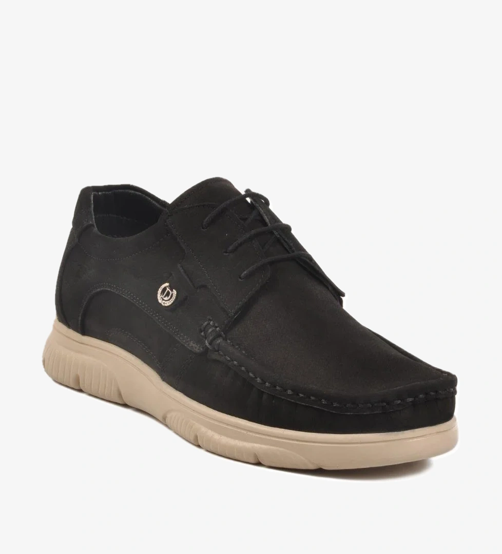 232061 M Siyah Nubuk Hakiki Deri Erkek Günlük Ayakkabı - Görsel 1