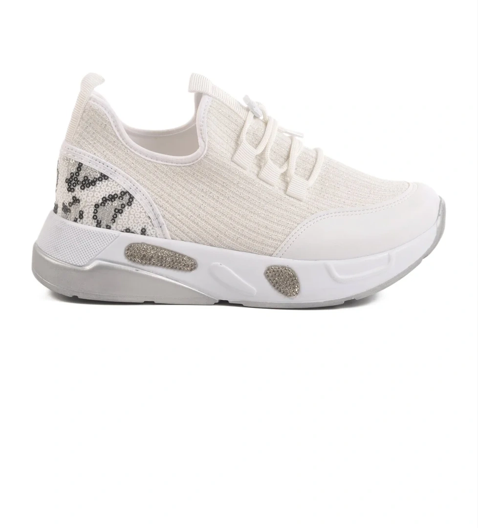 Beyaz Anorak Bağcıklı Kadın Sneaker 702417 Z