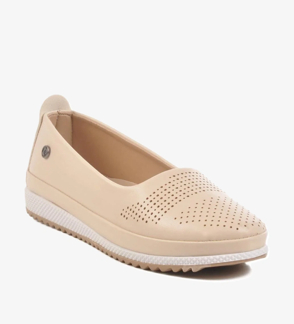 PC-54566 Z Bej Kadın Yumuşak Rahat Günlük Ayakkabı