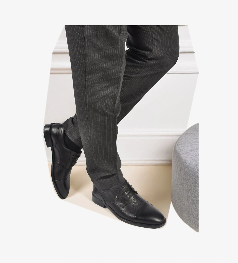 Siyah Hakiki Deri Erkek Klasik Ayakkabı 1612200 M