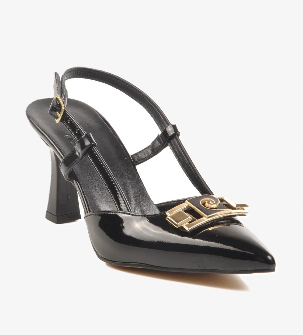 PC-54663 Z Siyah Rugan Kadın Abiye Ayakkabı - Görsel 1