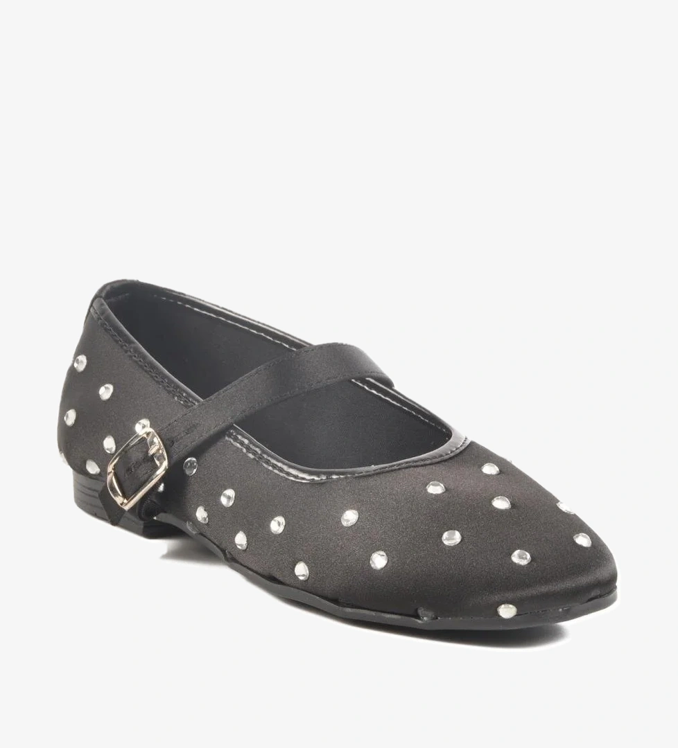 116 Z Siyah Kadın Taşlı Babet