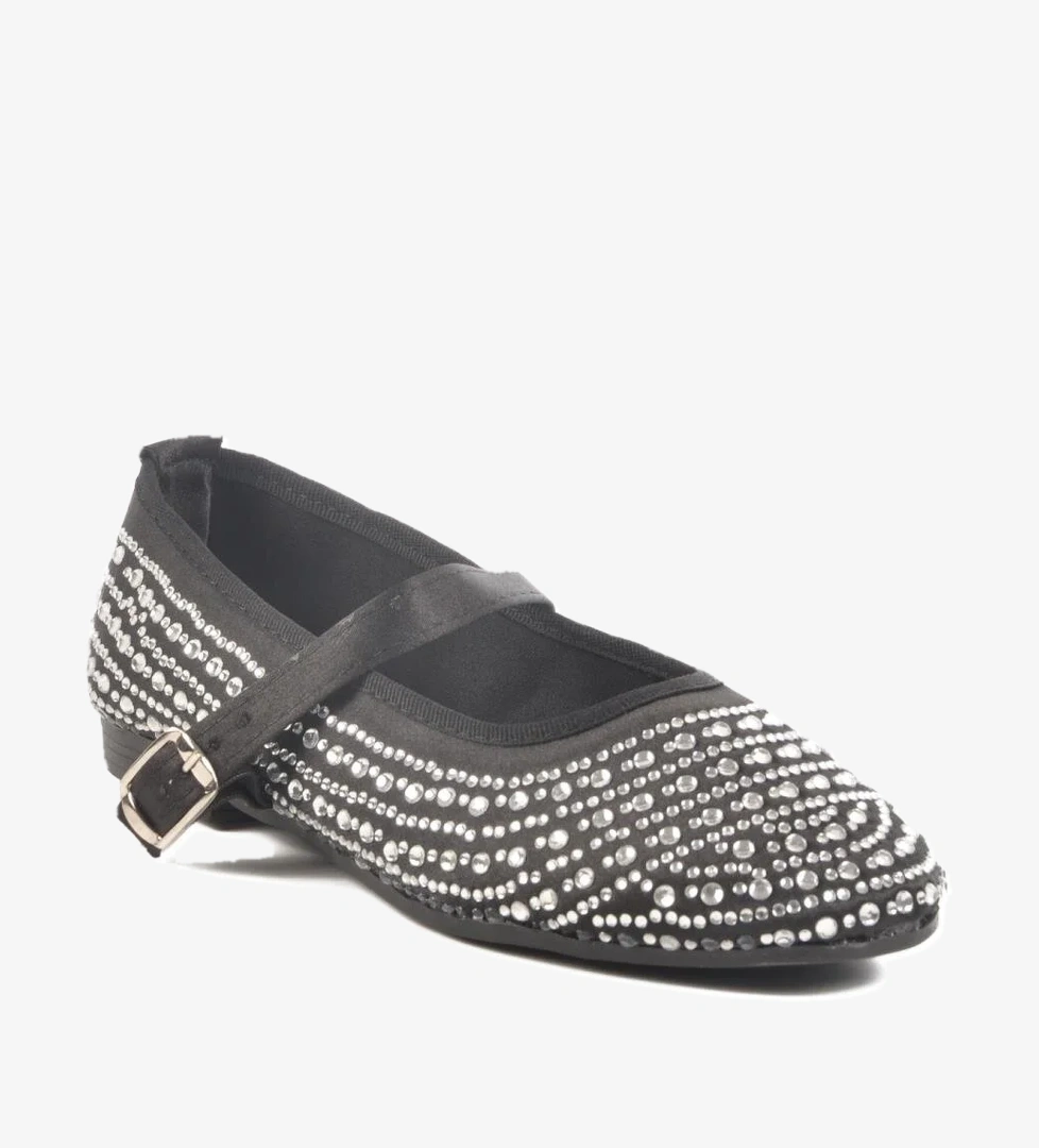 038 Z Siyah Kadın Taşlı Babet