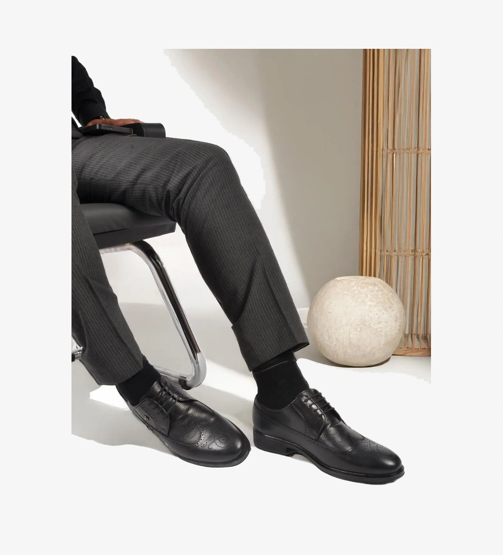 Pierre Cardin 1571116 M Siyah Hakiki Deri Erkek Bağcıklı Klasik Ayakkabı model görseli