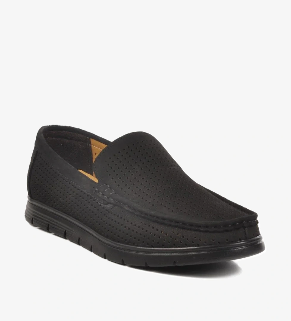 001 M Jel Taban Siyah Nubuk Hakiki Deri Erkek Günlük Ayakkabı