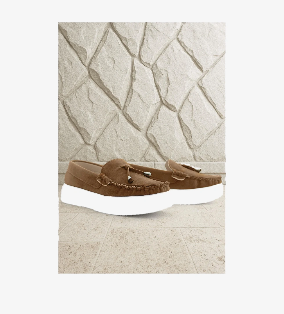 Rakerplus Taba Süet Ekstra Hafif Çocuk Makosen Ayakkabı model görseli