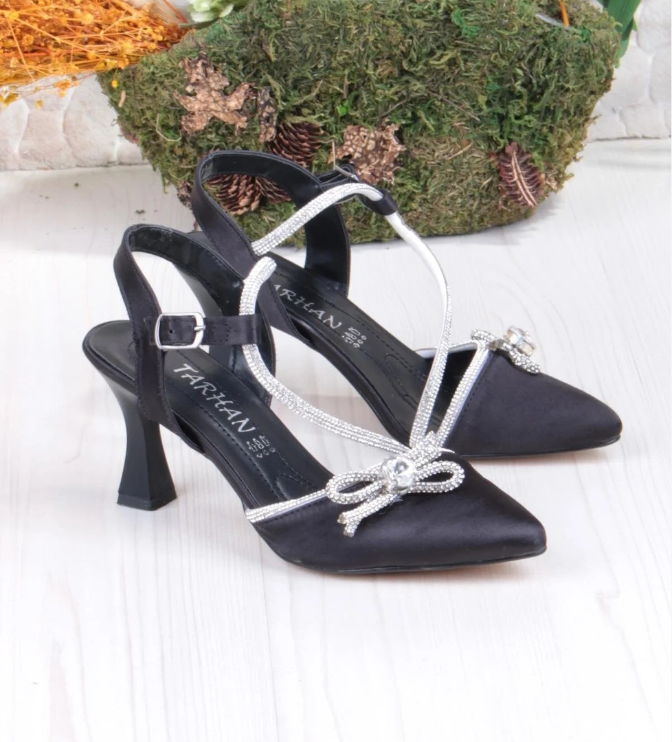 Fort 35317 Taşlı Fiyonlu Biye Taşlı Topuklu Abiye Ayakkabı Kadın Ayakkabı model görseli