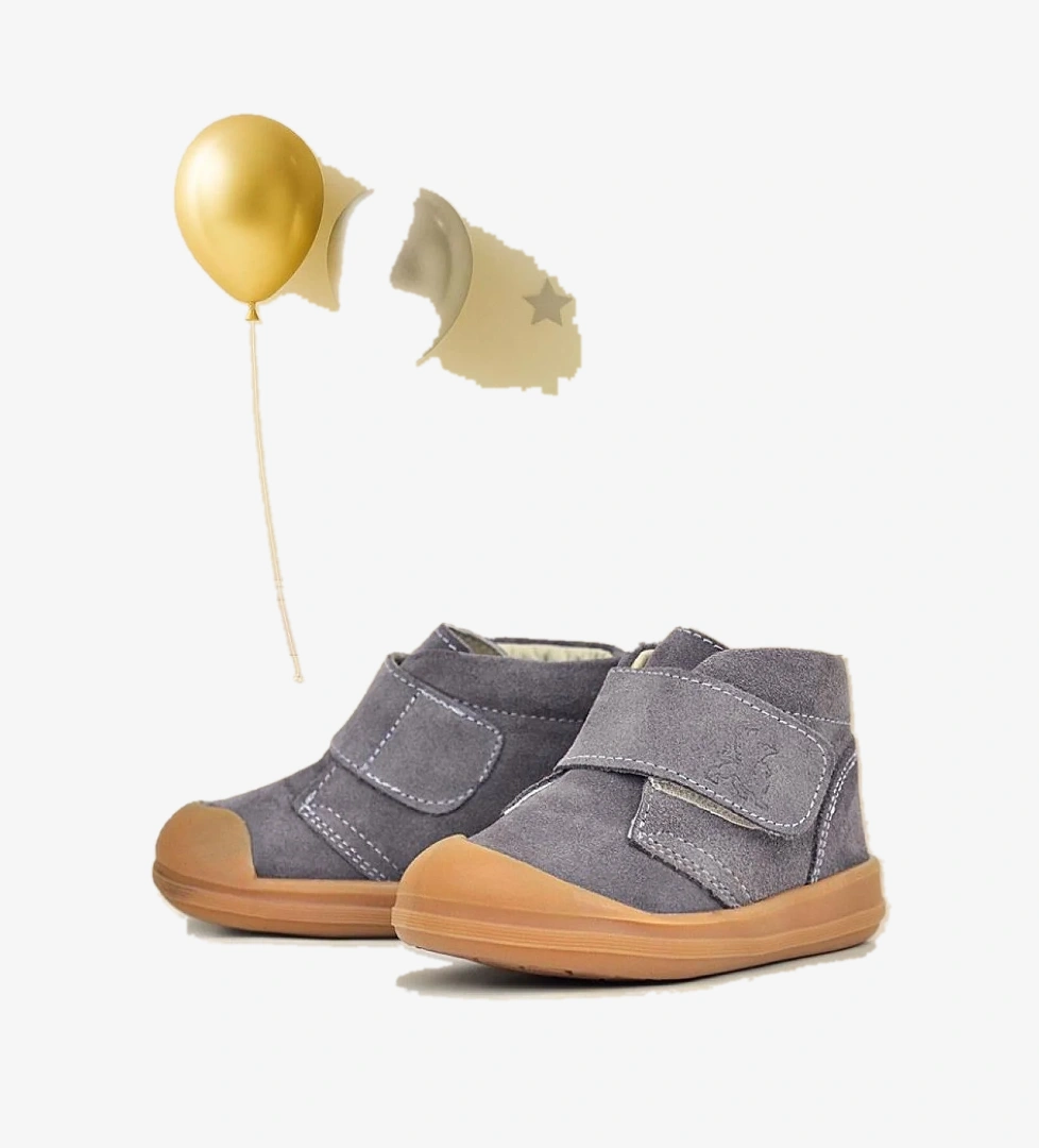 Rakerplus Yoohoo Hakiki Deri Koyu Gri Cırtlı Unisex Bebek Bot model görseli