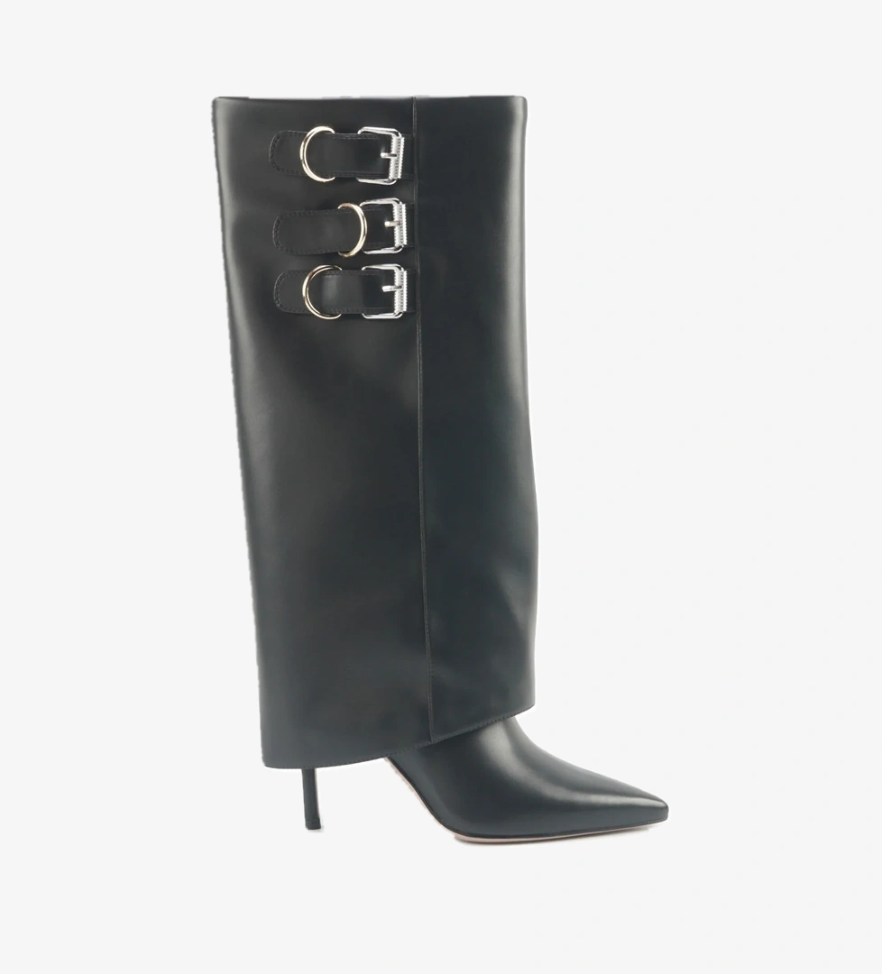 JUSTYOU 5PR Siyah Kadın Topuklu Çizme - Görsel 1